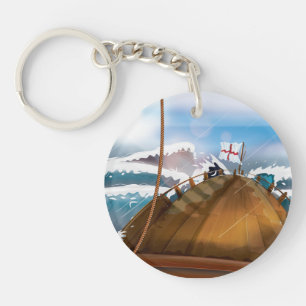 Atlantic Ocean Storm Ship Key Ring