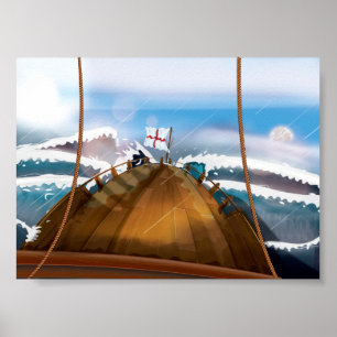 Atlantic Ocean Storm Ship Poster