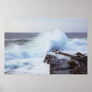 Atlantic Ocean Wave Crashing into Maine's Coast Poster