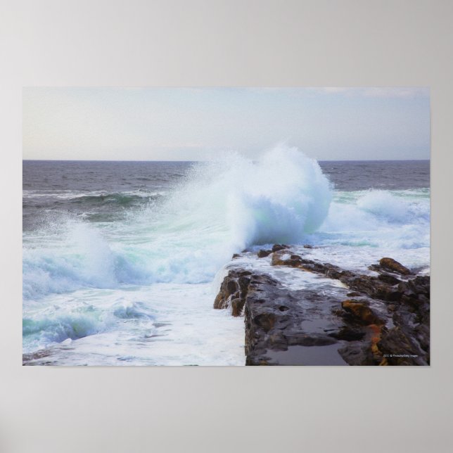 Atlantic Ocean Wave Crashing into Maine's Coast Poster (Front)