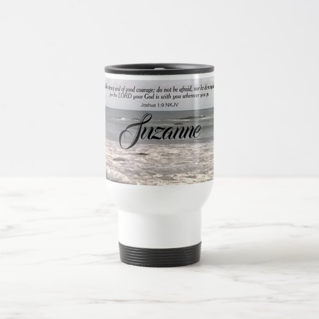 Atlantic Ocean Waves Be Not Afraid Bible Verse Travel Mug (Center)