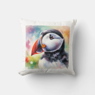 Atlantic Puffin 010824AREF118 - Watercolor Cushion