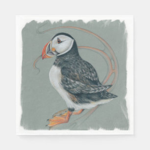 Atlantic Puffin Bird Art Drawing Napkin