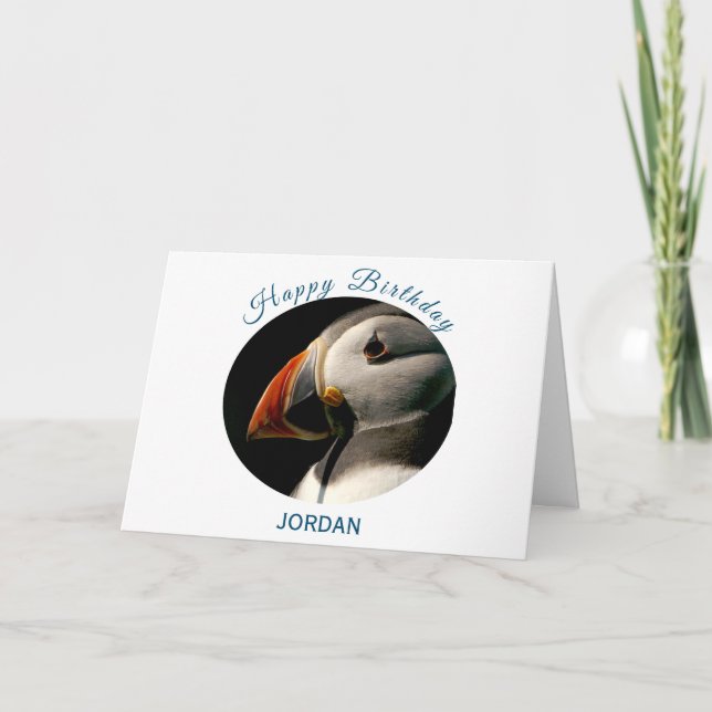 Atlantic Puffin Bird Birthday Wildlife Photo Card (Front)