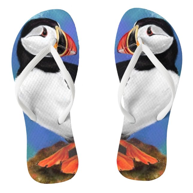 Atlantic Puffin Bird Flip Flops (Footbed)