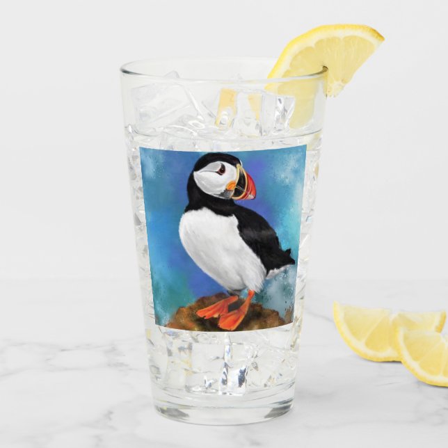 Atlantic Puffin Bird Glass Painting (Back Ice)