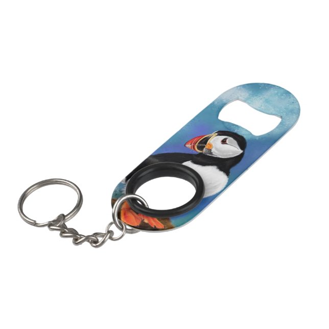 Atlantic Puffin Bird Keychain Bottle Opener (Front Angled)