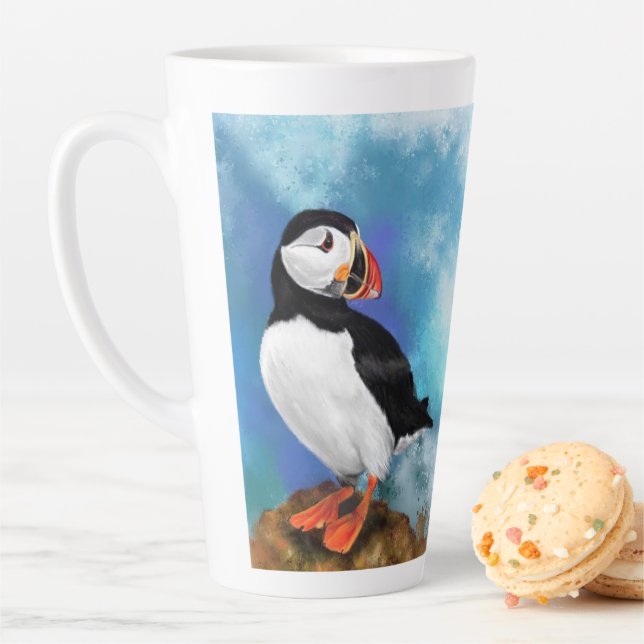 Atlantic Puffin Bird Latte Mug (In Situ)