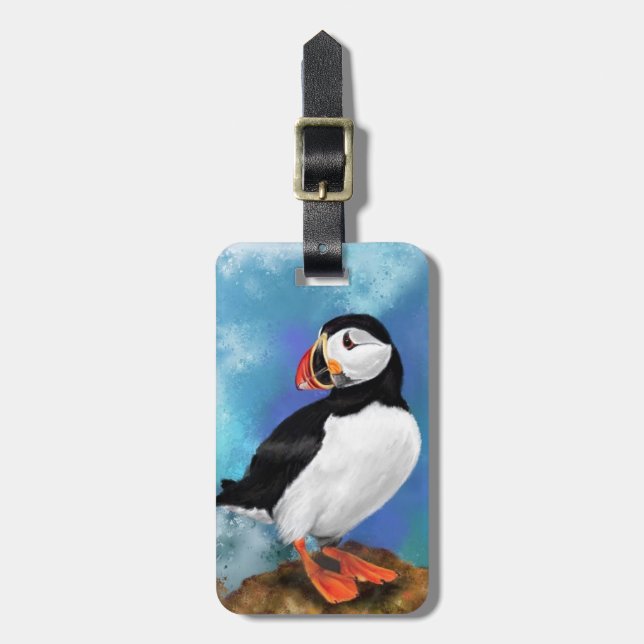 Atlantic Puffin Bird Luggage Tag (Front Vertical)