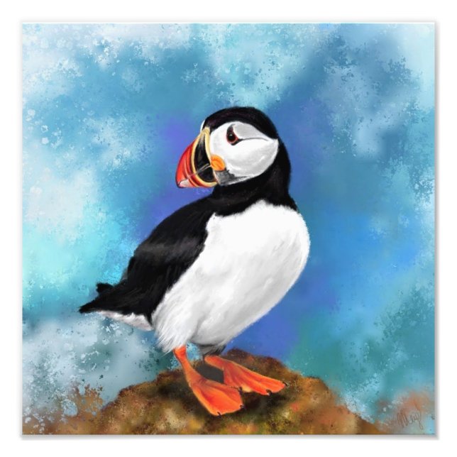 Atlantic Puffin Bird Photo Print - Painting (Front)