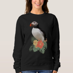 Atlantic puffin Birds Animal Tropical Flowers Leaf Sweatshirt