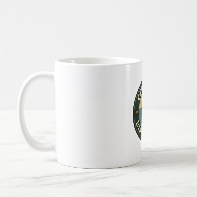 Atlantic Puffin Coastal Vintage Badge Coffee Mug (Left)