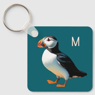 Atlantic Puffin Coastal Wildlife Bird Monogrammed Key Ring