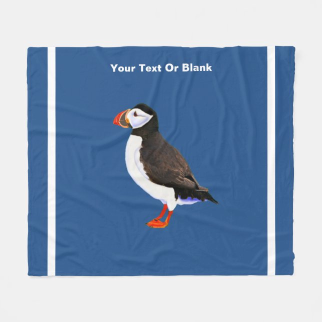 Atlantic Puffin Fleece Blanket (Front (Horizontal))