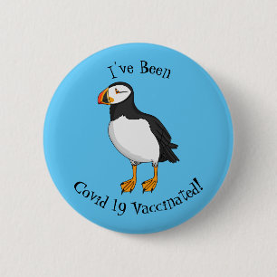Atlantic puffin illustration  6 cm round badge
