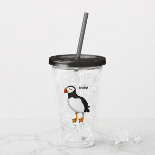 Atlantic puffin illustration acrylic tumbler