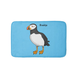 Atlantic puffin illustration bath mat