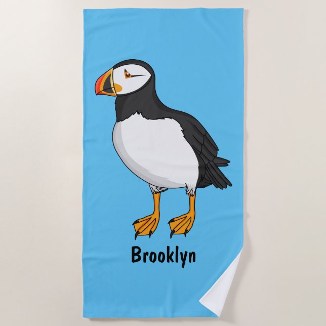 Atlantic puffin illustration  beach towel (Front)