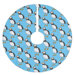 Atlantic puffin illustration brushed polyester tree skirt