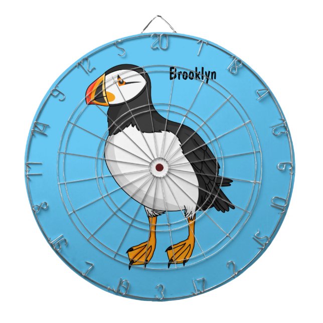 Atlantic puffin illustration dartboard (Front)
