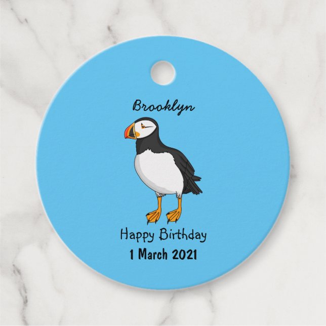 Atlantic puffin illustration  favour tags (Front)
