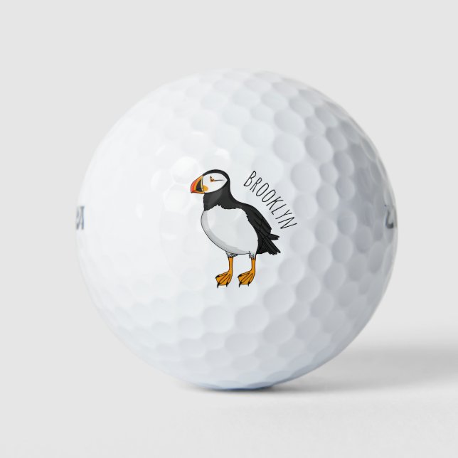 Atlantic puffin illustration golf balls (Front)