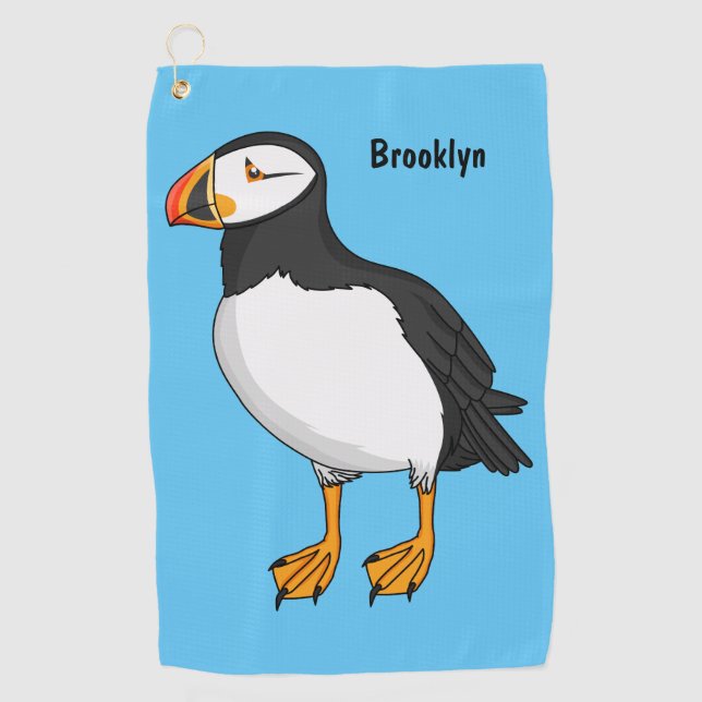 Atlantic puffin illustration  golf towel (Front)