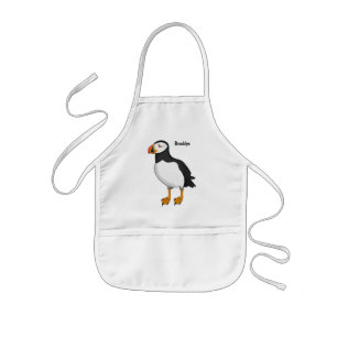 Atlantic puffin illustration kids apron