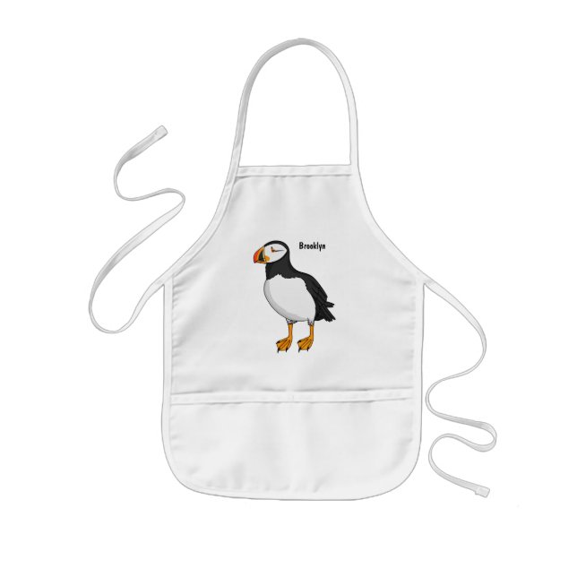 Atlantic puffin illustration kids apron (Front)