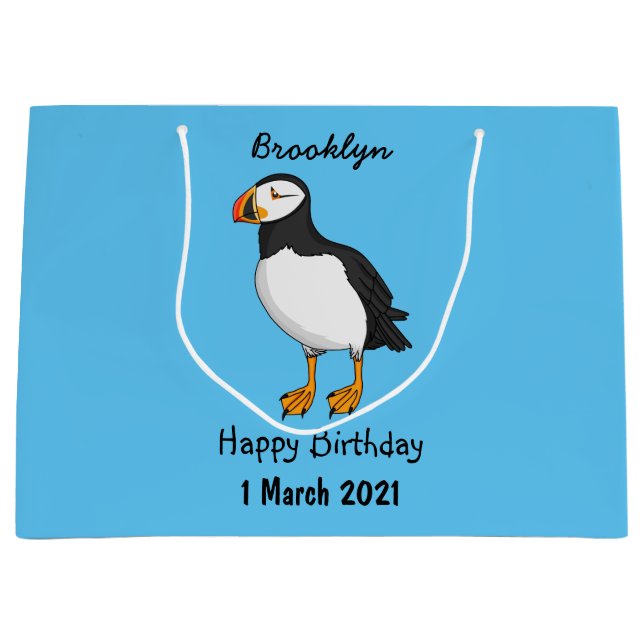 Atlantic puffin illustration  large gift bag (Front)