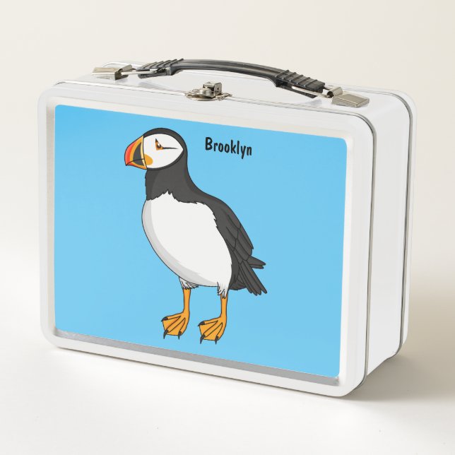 Atlantic puffin illustration metal lunch box (Front)