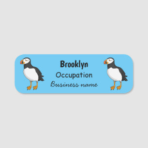 Atlantic puffin illustration name tag