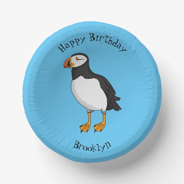 Atlantic puffin illustration paper plate (Front)