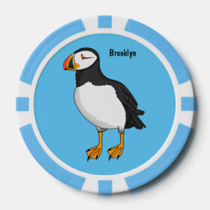 Atlantic puffin illustration poker chips
