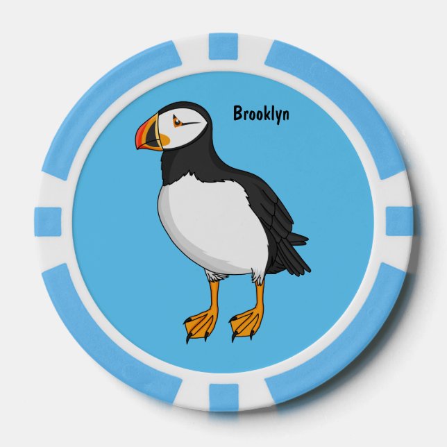 Atlantic puffin illustration poker chips (Front)