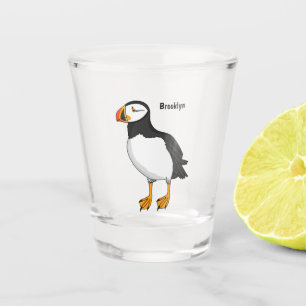 Atlantic puffin illustration  shot glass