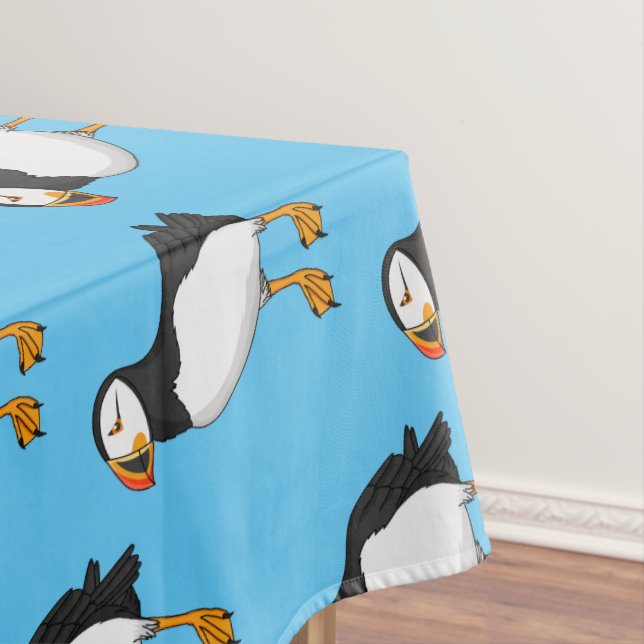 Atlantic puffin illustration tablecloth (In Situ)
