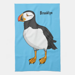 Atlantic puffin illustration  tea towel