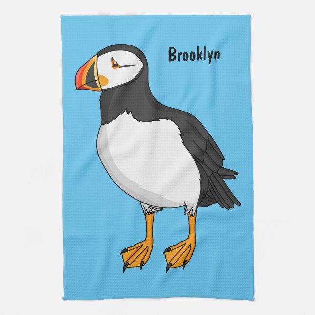 Atlantic puffin illustration  tea towel (Vertical)