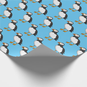 Atlantic puffin illustration wrapping paper