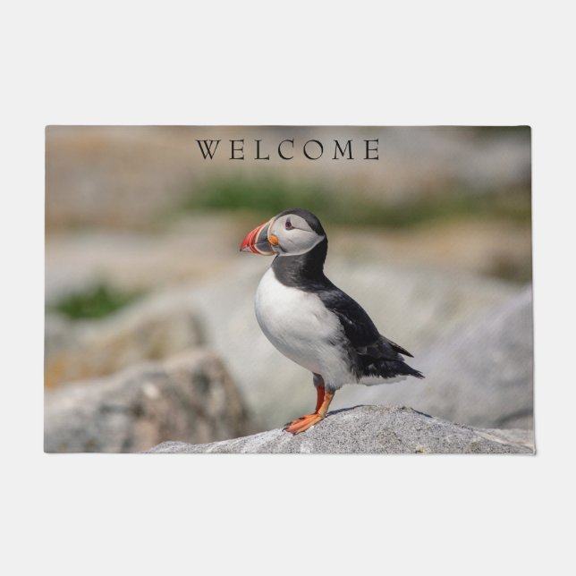 Atlantic Puffin in Machias, Maine Doormat (Front)