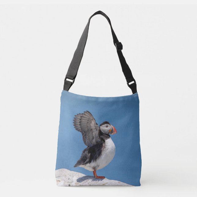 Atlantic Puffin in Machias, ME Crossbody Bag (Front)