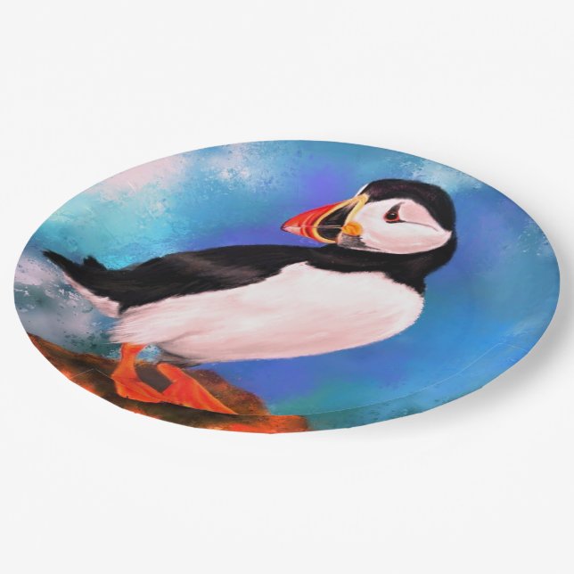 Atlantic Puffin Paper Plates (Angled)