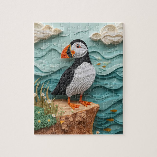 Atlantic Puffin Paper Quilling Jigsaw Puzzle (Vertical)
