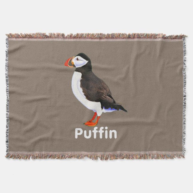 Atlantic Puffin Throw Blanket (Front)