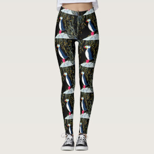 atlantic puffins black white leggings