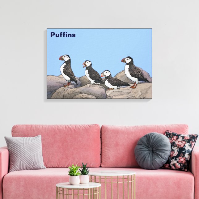 Atlantic Puffins Canvas Print (Insitu(LivingRoom))