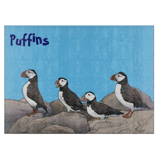 Atlantic Puffins Cutting Board (Front)