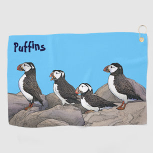 Atlantic Puffins Golf Towel