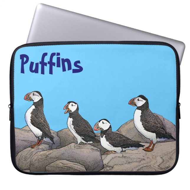 Atlantic Puffins Laptop Sleeve (Front)